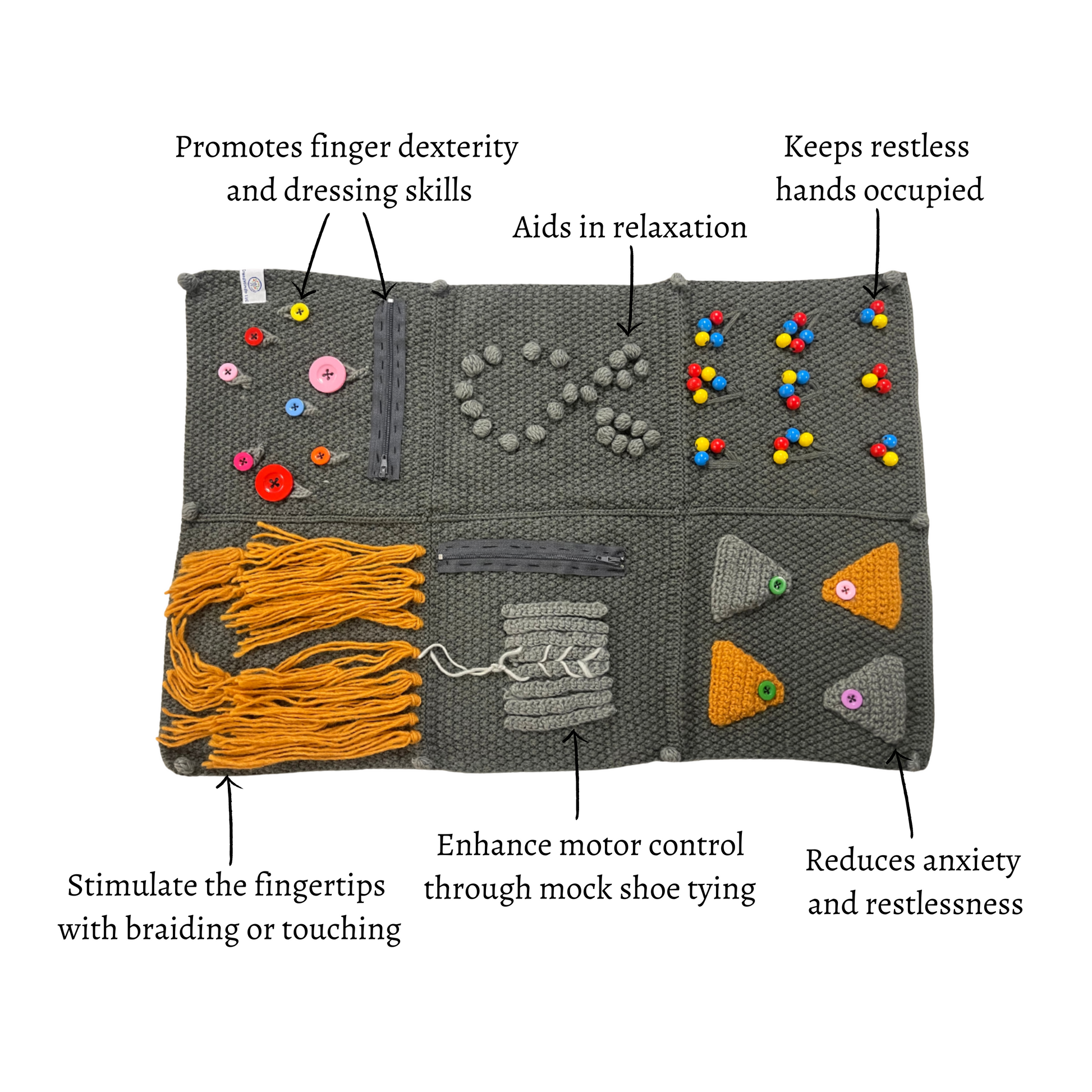 sensory blanket for memory loss, alzheimers and dementia